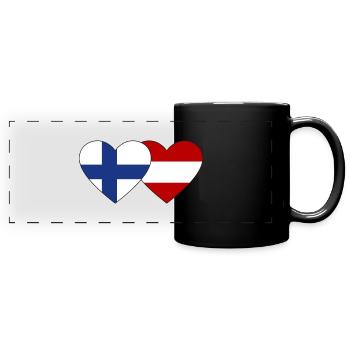 Finlande Autriche Flag Coeur - Mug panoramique uni - noir - Devant