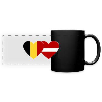 Belgium Latvia Flag Heart - Full Colour Panoramic Mug - black - Front