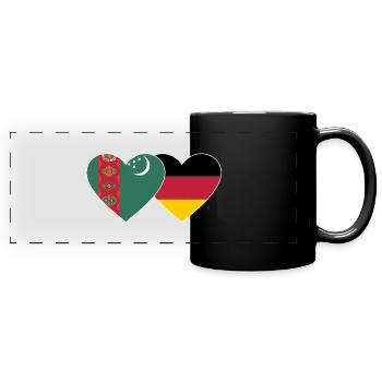 Turkmenistan Deutschland Flagge Herz - Panorama-Tasse farbig - Schwarz - Vorne