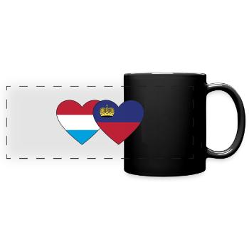 Luxembourg Liechtenstein Flag Heart - Mug panoramique uni - noir - Devant