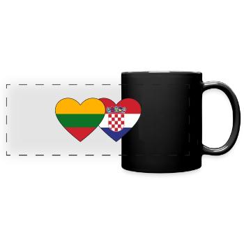 Lithuania Croatia Flag Heart - Full Colour Panoramic Mug - black - Front