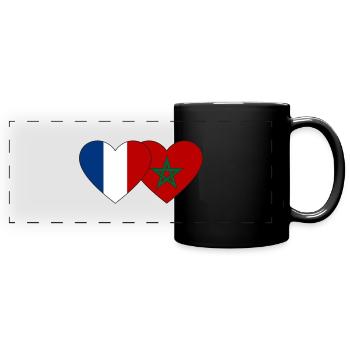 Frankreich Marokko Flagge Herz - Panorama-Tasse farbig - Schwarz - Vorne
