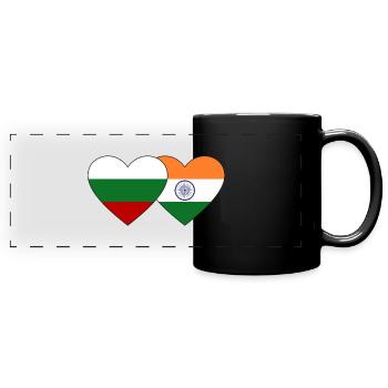Bulgarie Inde drapeau coeur - Mug panoramique uni - noir - Devant