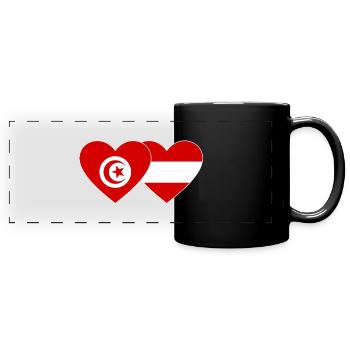 Tunisie Autriche Flag Coeur - Mug panoramique uni - noir - Devant