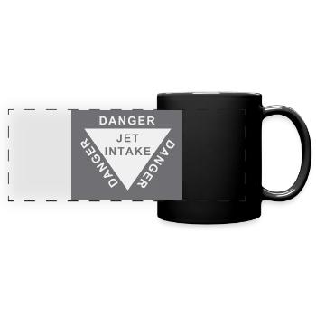 Düseneinlass Gefahr Kampfjet Warnschild - Panorama-Tasse farbig - Schwarz - Vorne