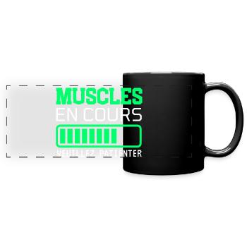 MUSCLES EN COURS idée cadeau humour - Mug panoramique uni - noir - Devant