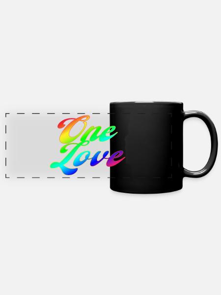 Trash Asset - One Love [rainbow] - Panorama-Tasse farbig - Schwarz