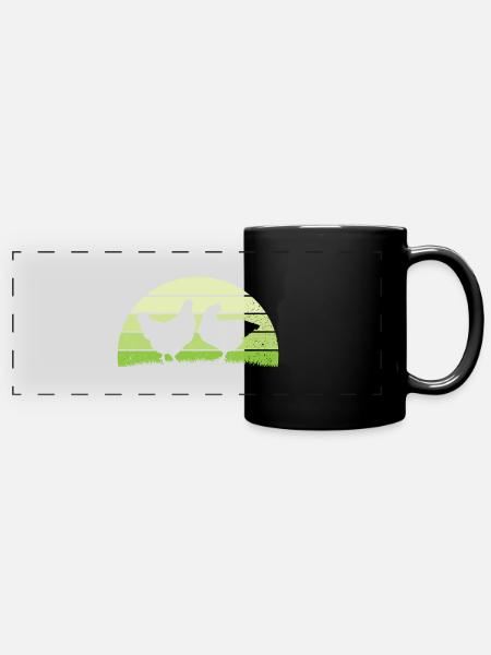 Retro Henne Hennen - Panorama-Tasse farbig - Schwarz