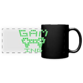 Gamer-Szene-Grün - Panorama-Tasse farbig - Schwarz - Vorne