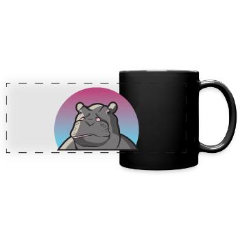 Hippo Nilpferd Flusspferd Dickhäuter Geschenk Tier - Panorama-Tasse farbig - Schwarz - Vorne