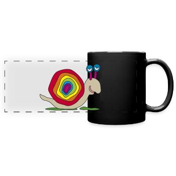 colorful snail stalking rainbow graffiti child - Full Colour Panoramic Mug - black - Front