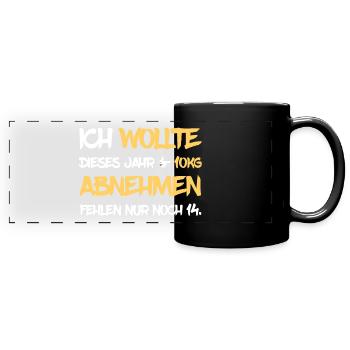 Ich wollte abnehmen - Panorama-Tasse farbig - Schwarz - Vorne