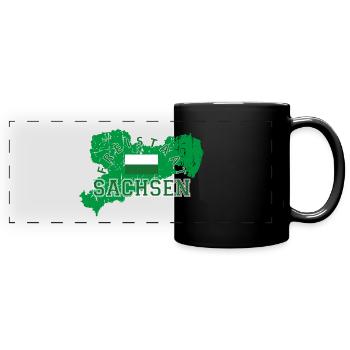 Sachsen - Panorama-Tasse farbig - Schwarz - Vorne