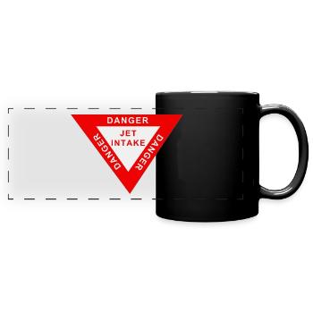 Danger Jet Intake Red Triangle Warning Fighter Jet - Full Colour Panoramic Mug - black - Front