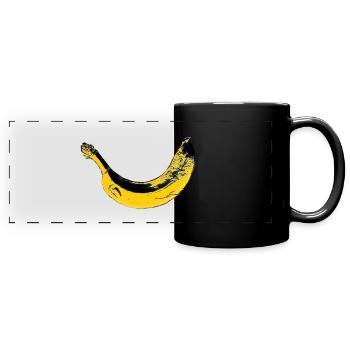Banane - Panorama-Tasse farbig - Schwarz - Vorne