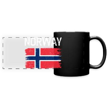 Norway Flag Brush Texture - Full Colour Panoramic Mug - black - Front