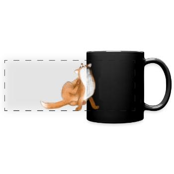 Scratching fox cute animal drawing - Full Colour Panoramic Mug - black - Front