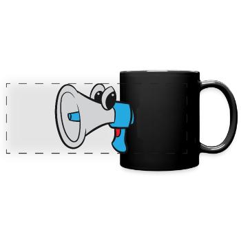 Mégaphone / Mégaphone - Bleu avec les yeux - Mug panoramique uni - noir - Devant