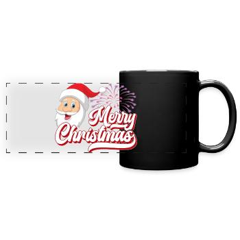 Joyeux Noël, Père Noël - Mug panoramique uni - noir - Devant