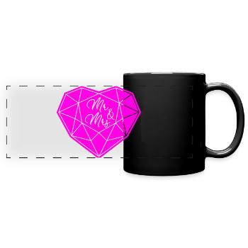 Mr. & Mrs. Wedding Engagement Marriage Proposal Love - Full Colour Panoramic Mug - black - Front