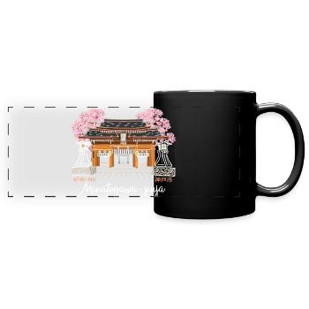 Kobe, Japan, Minatogawa-jinja, Kansai, Drawing - Full Colour Panoramic Mug - black - Front