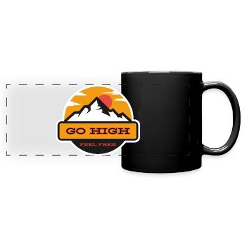Motif soleil de haute montagne - Mug panoramique uni - noir - Devant