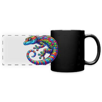 Gecko - Panorama-Tasse farbig - Schwarz - Vorne