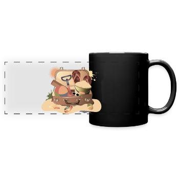 Vintage suitcase for the beach holiday – summery - Full Colour Panoramic Mug - black - Front