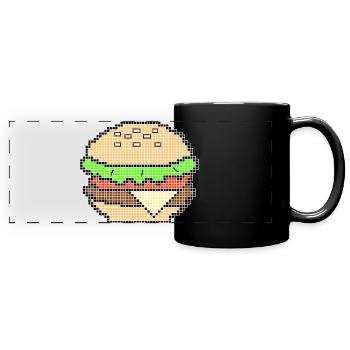 Pixel Art Cheeseburger Design - Panorama-Tasse farbig - Schwarz - Vorne
