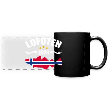 Lofoten 2026 - Panorama-Tasse farbig - Schwarz - Vorne