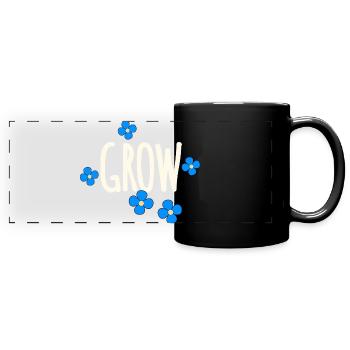 Floral Pattern Grow - Full Colour Panoramic Mug - black - Front