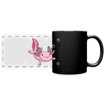 Illustration d’axolotl rose mignon - Mug panoramique uni - noir - Devant