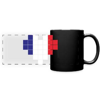 Pixel Heart France Flag - Full Colour Panoramic Mug - black - Front
