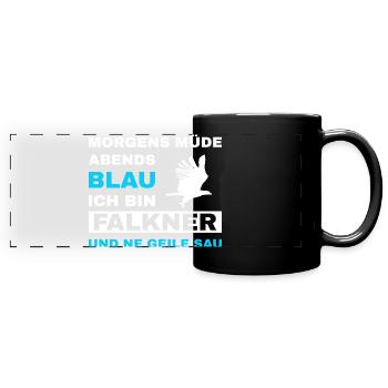 Falknerei Falkner Falknerin Beizjagd Greifvogel - Panorama-Tasse farbig - Schwarz - Vorne