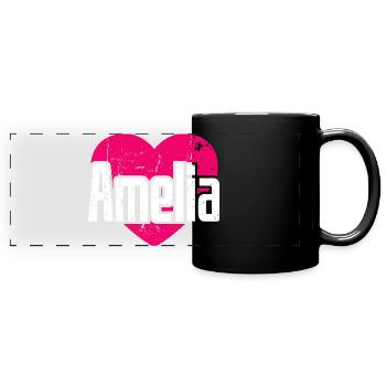 I Love Amelia Pinkes Herz Ich liebe Amelia - Panorama-Tasse farbig - Schwarz - Vorne