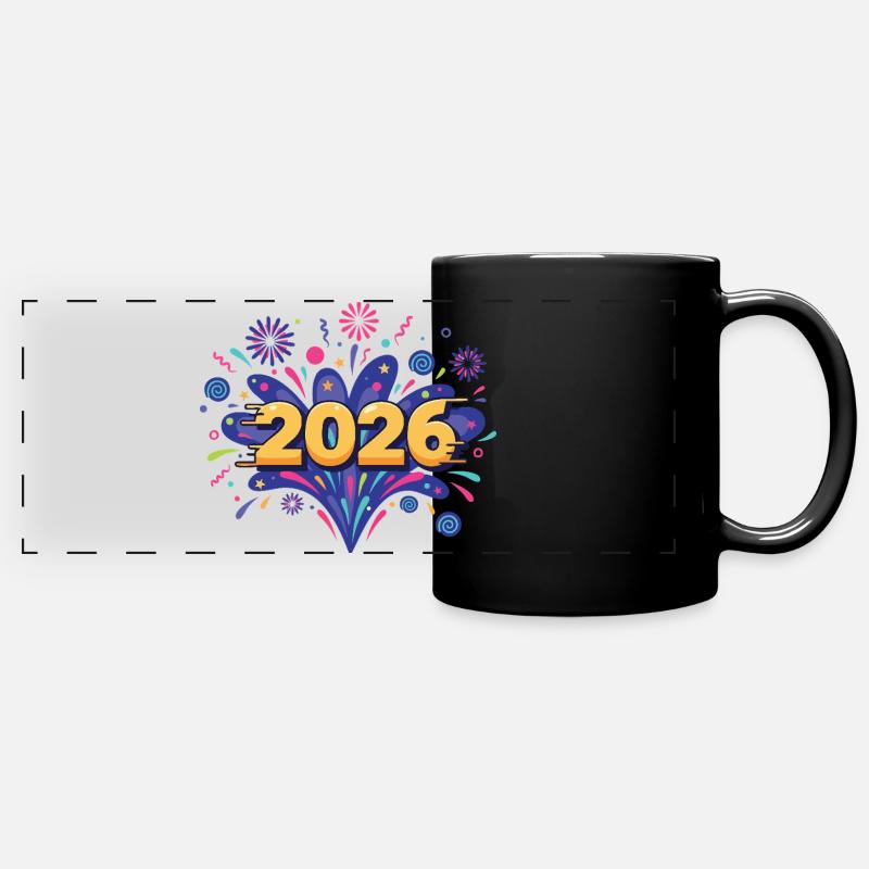 2026 Fireworks Celebration New Year's Eve Party - Full Colour Panoramic Mug - black