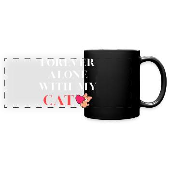 Toujours seul avec mon chat - Mug panoramique uni - noir - Devant