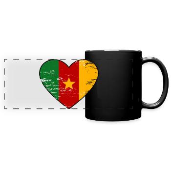 Cameroon Flag Heart - Full Colour Panoramic Mug - black - Front