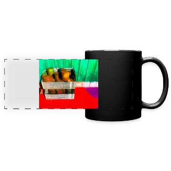 Bunte Farbtöpfe Straßenkunst - Panorama-Tasse farbig - Schwarz - Vorne