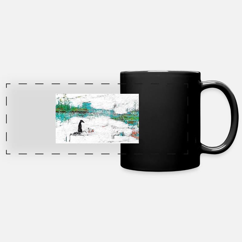 "Der lange Weg ins Glück" - Panorama-Tasse farbig - Schwarz