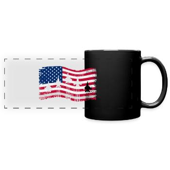 Amerikanische Kampfjets 4. Juli - Panorama-Tasse farbig - Schwarz - Vorne