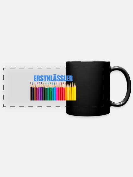 Erstklässler Buntstift Design - Panorama-Tasse farbig - Schwarz