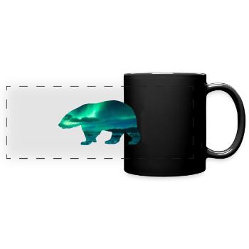Polar Bear Northern Lights design - Full Colour Panoramic Mug - black - Front
