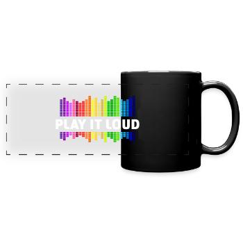 Jouez-le fort Égaliseur Musique Rainbow Colorful Disco - Mug panoramique uni - noir - Devant