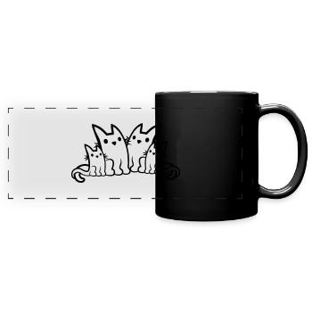 Mama Papa Cats Family - Full Colour Panoramic Mug - black - Front