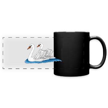 Oiseaux blancs - Mug panoramique uni - noir - Devant