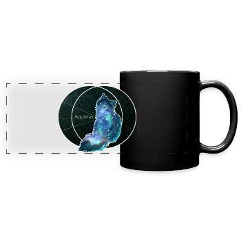Zodiac Aquarius Cat Aquarius Gift - Full Colour Panoramic Mug - black - Front