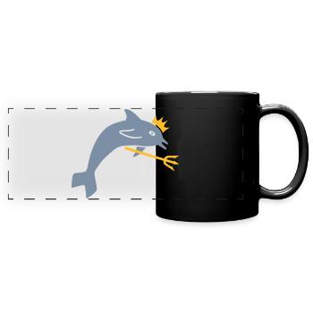 ★ couleurs de conception modifiables ★ dauphin, couronne, trident - Mug panoramique uni - noir - Devant