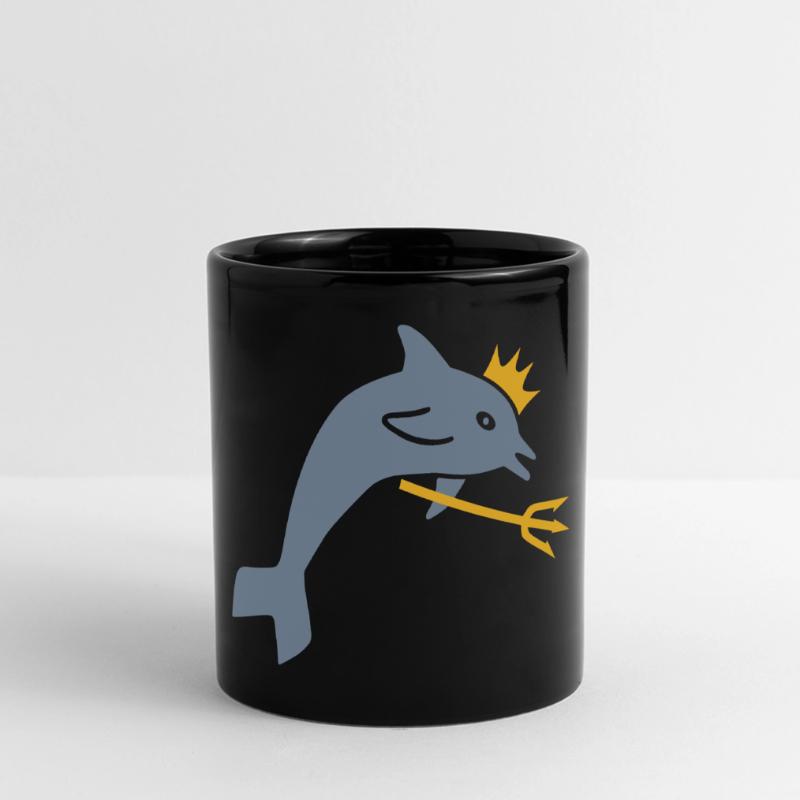 ★ couleurs de conception modifiables ★ dauphin, couronne, trident Mug panoramique uni