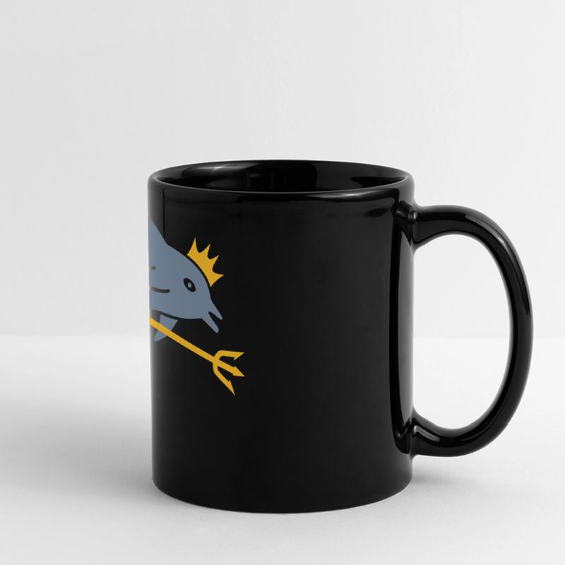 ★ couleurs de conception modifiables ★ dauphin, couronne, trident Mug panoramique uni